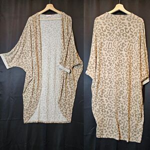 Pink Lily Women's Leopard Print Cardigan Open Front Dolman Super Soft USA M